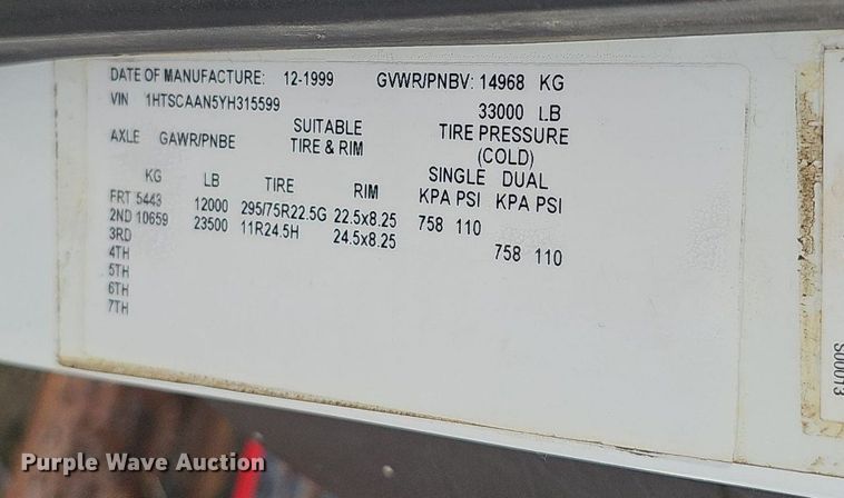 image for item DP0958 2000 International 4700 dump truck