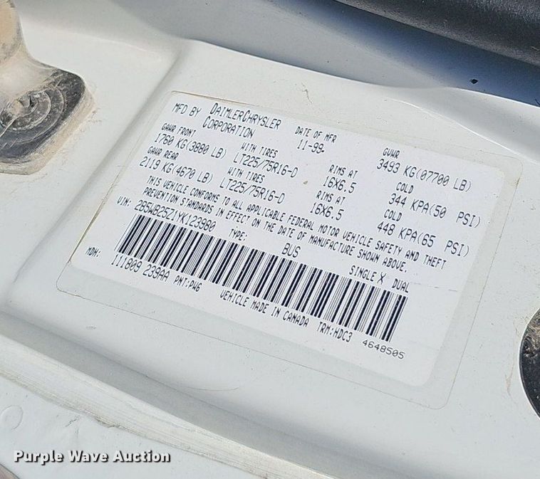 image for item DP0968 2000 Dodge Ram 2500 van