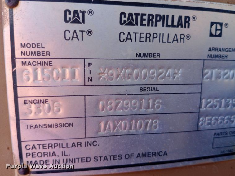 image for item DP1043 1997 Caterpillar 615C Series II elevating scraper