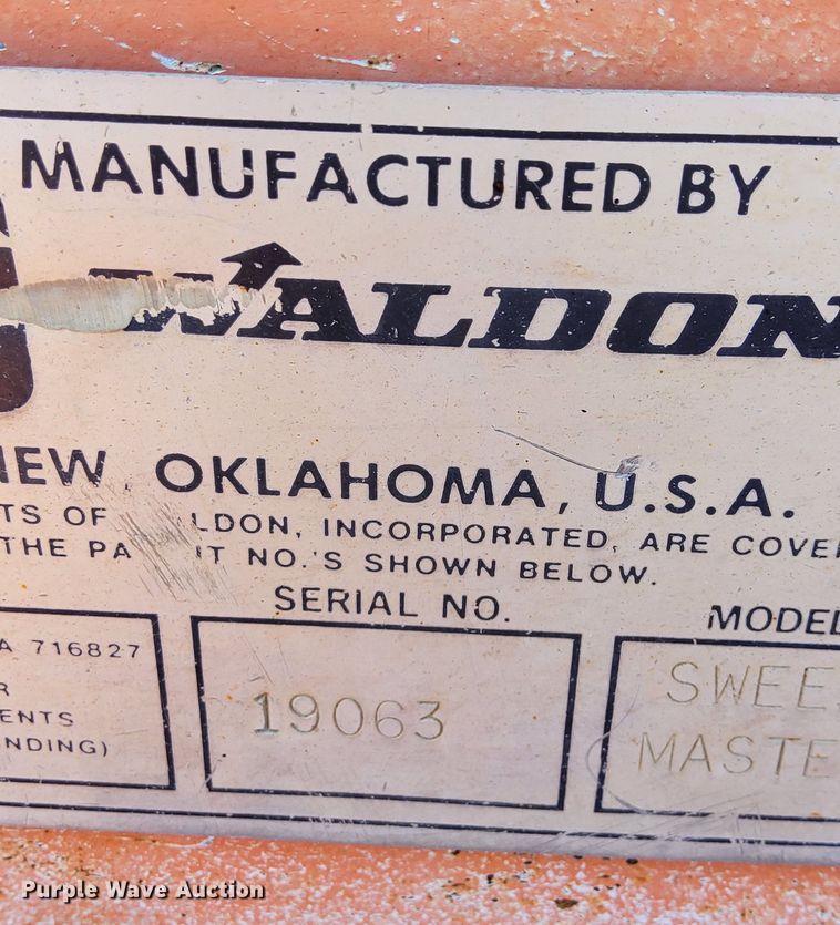 image for item DP1081 1987 Waldon Sweepmaster broom