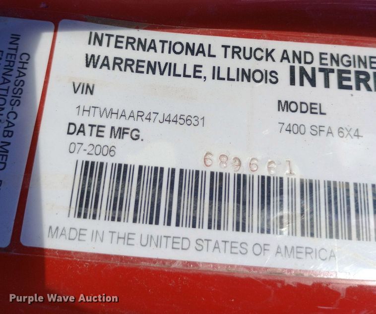 image for item DP1106 2007 International 7400 dump truck