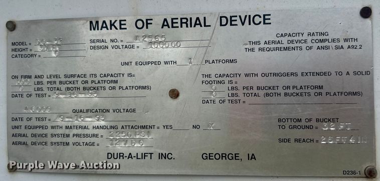 image for item DP1117 1993 Ford F450 Super Duty bucket truck