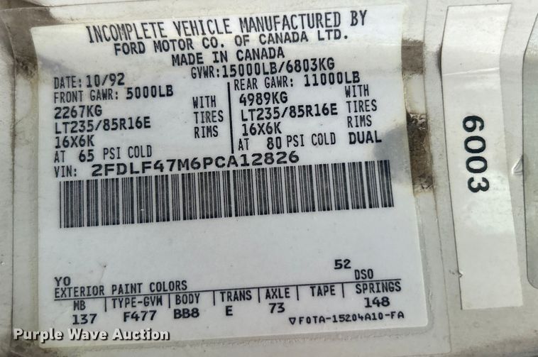 image for item DP1117 1993 Ford F450 Super Duty bucket truck