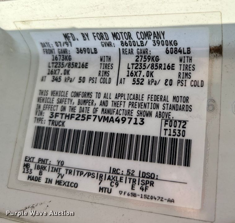 image for item DP1123 1997 Ford F250 pickup truck