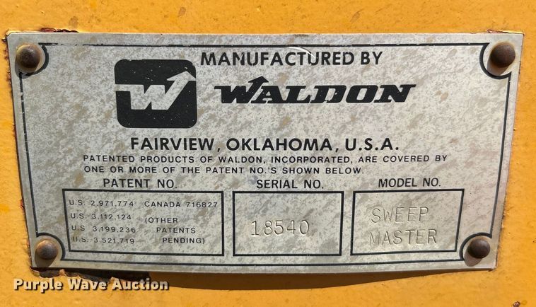 image for item DP1146 1987 Waldon Sweepmaster broom