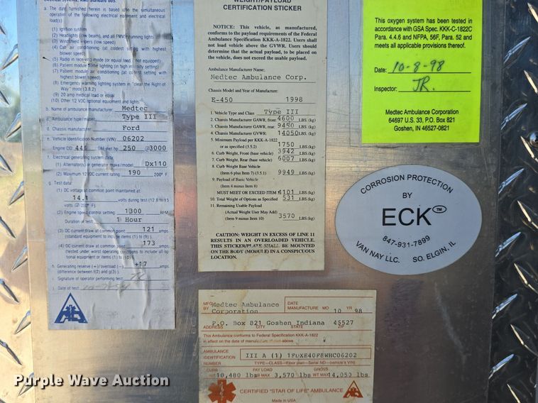 image for item DQ4391 1998 Ford E450 ambulance