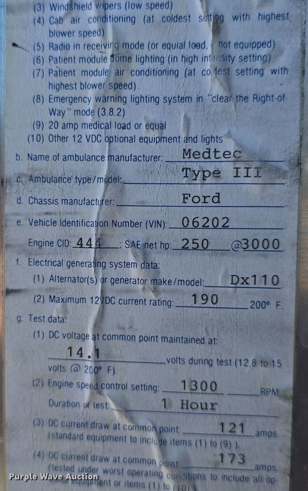 image for item DQ4391 1998 Ford E450 ambulance