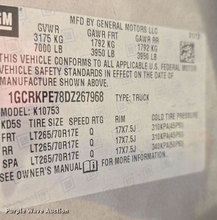 image for item DQ4399 2013 Chevrolet Silverado 1500 Ext. Cab pickup truck