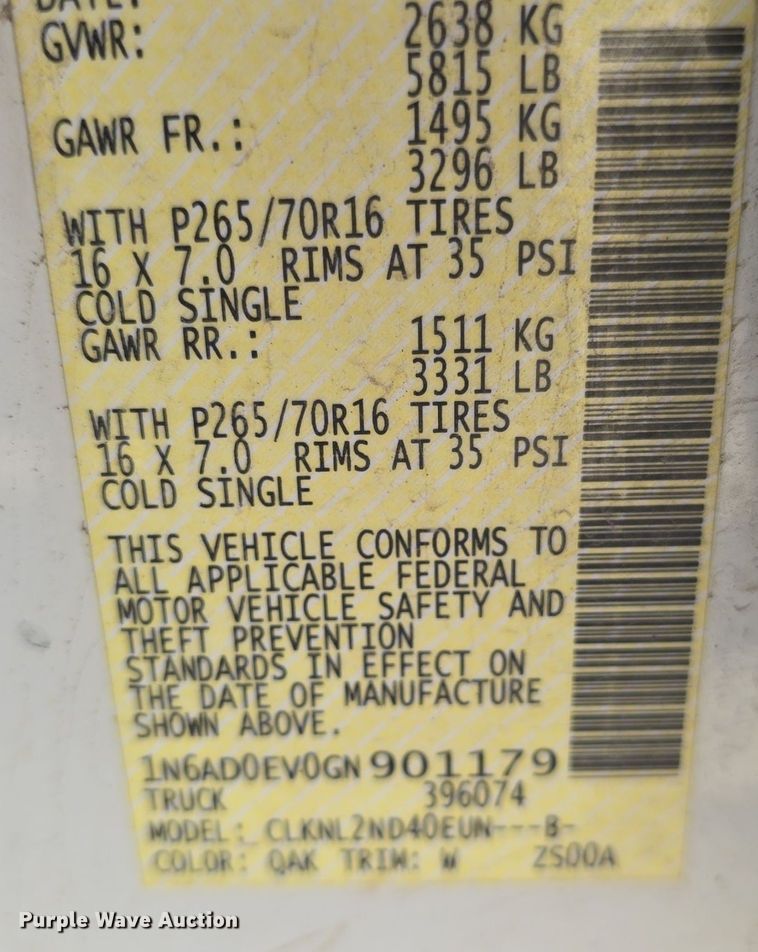 image for item DQ4406 2016 Nissan Frontier SV Crew Cab pickup truck