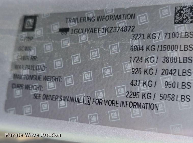 image for item DQ4413 2019 Chevrolet Silverado 1500 Crew Cab pickup truck