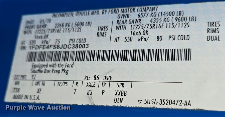 image for item DQ4420 2018 Senator II ST69923C shuttle bus