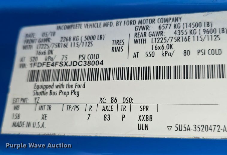 image for item DQ4421 2018 Senator II ST69923C shuttle bus