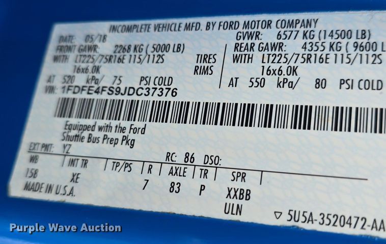 image for item DQ4423 2018 Senator II ST69941C shuttle bus