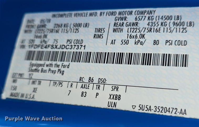 image for item DQ4424 2018 Senator II ST69923C shuttle bus