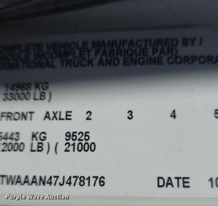 image for item DQ4458 2007 International  7300 dump truck