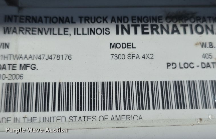 image for item DQ4458 2007 International  7300 dump truck