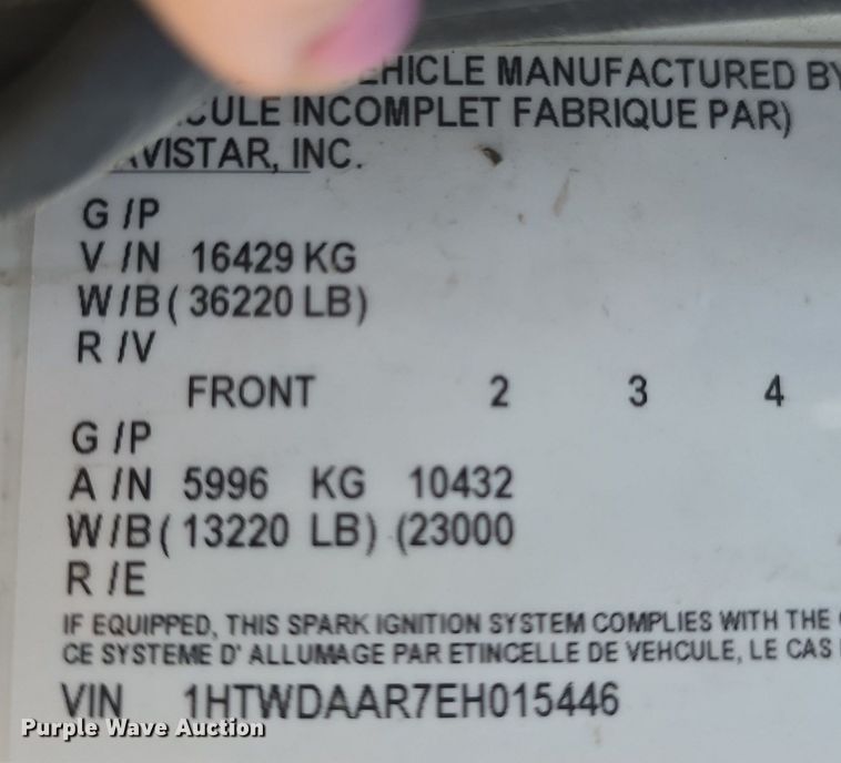 image for item DQ4459 2014 International  WorkStar 7300 dump truck