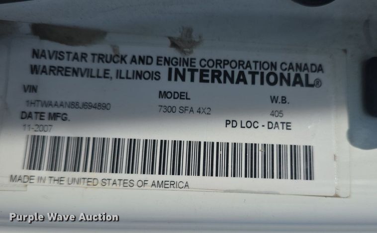 image for item DQ4460 2008 International Workstar 7300 dump truck