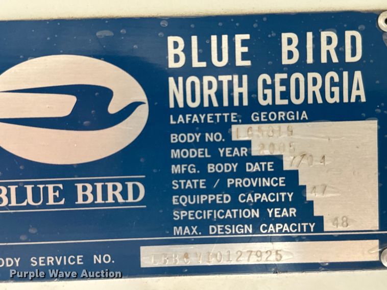 image for item DQ6832 2005 Bluebird Vision school bus