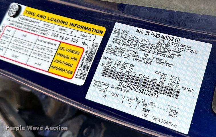 image for item DQ6874 2016 Ford Fusion  