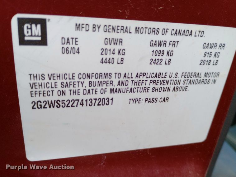 image for item DQ7198 2004 Pontiac Grand Prix GT 