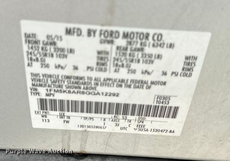 image for item DS4189 2016 Ford Explorer Police Interceptor  SUV