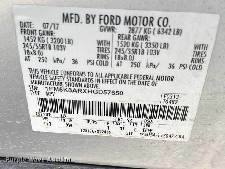 image for item DS4191 2017 Ford Explorer Police Interceptor  SUV