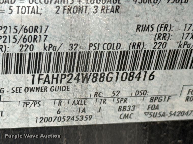 image for item DX0810 2008 Ford Taurus 