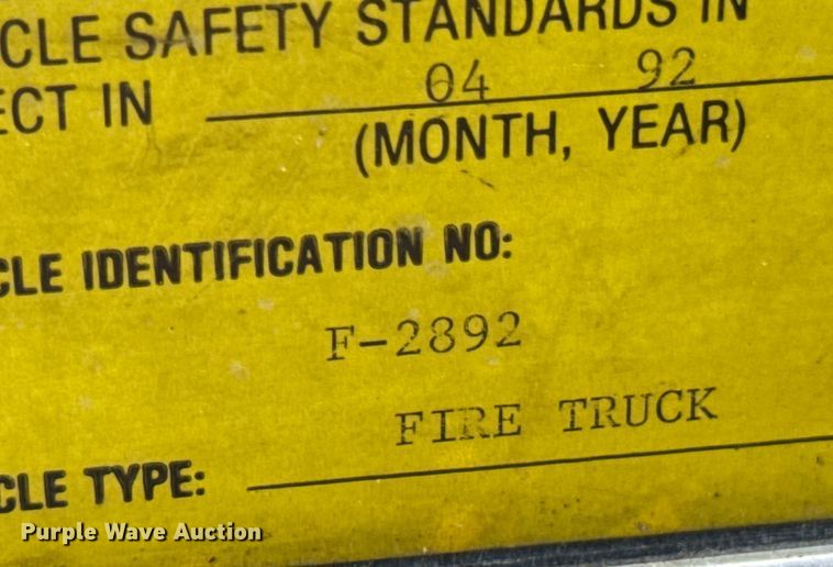 image for item DX0815 1992 Spartan 5186 600 pumper fire truck