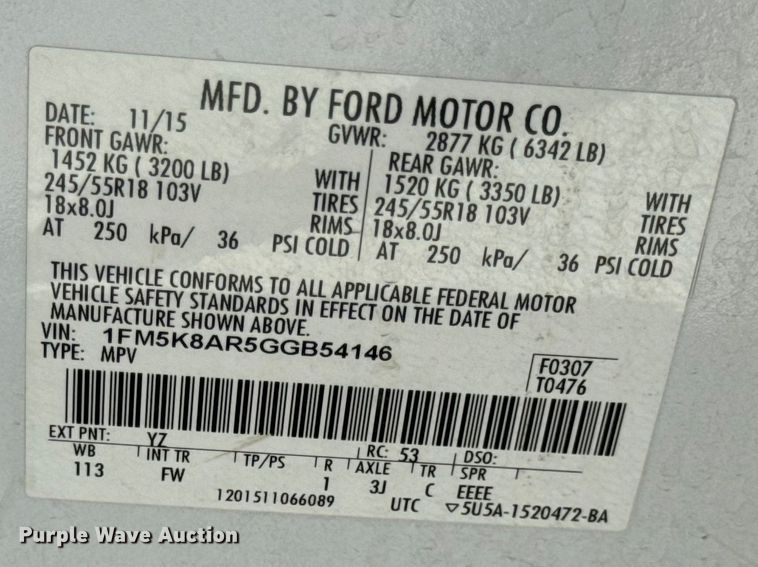 image for item EH6889 2016 Ford  Explorer Police Interceptor  SUV