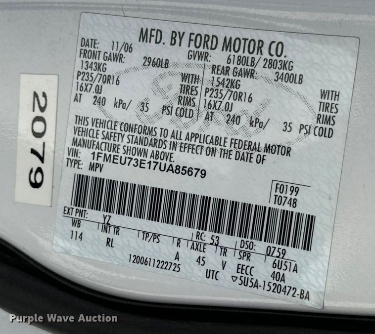 image for item EH6890 2007 Ford Explorer  SUV