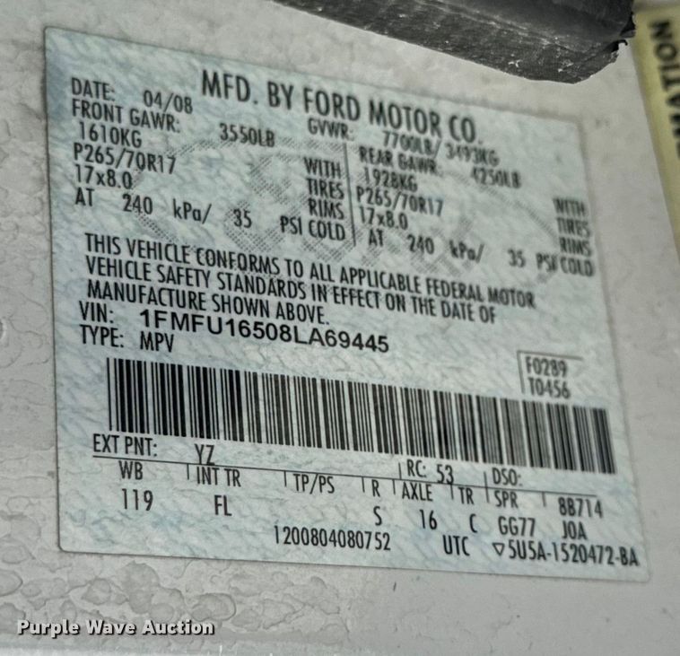 image for item EH6892 2008 Ford Expedition SUV