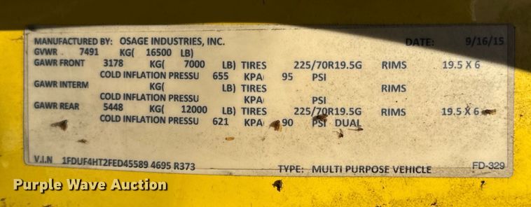 image for item EH6893 2015 Osage F450 Super Duty XLT ambulance