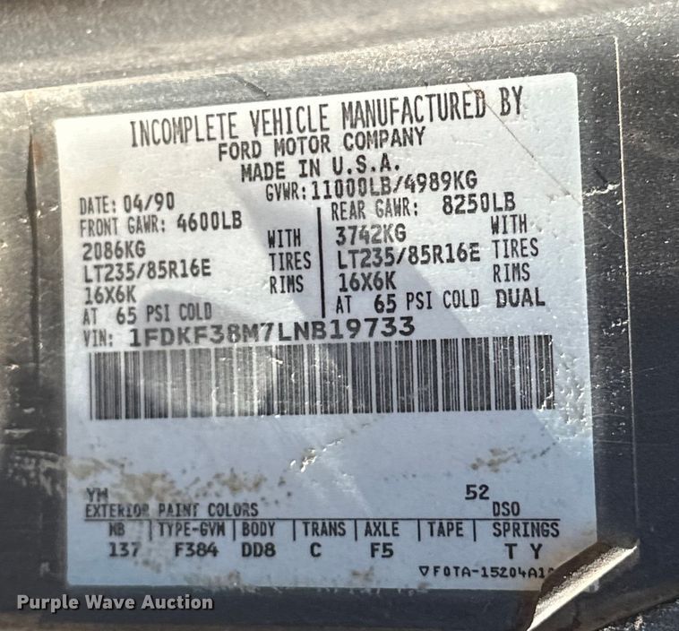 image for item EJ4397 1990 Ford  F350 brush fire truck