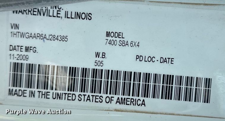 image for item EJ6348 2010 International  WorkStar 7400 dump truck