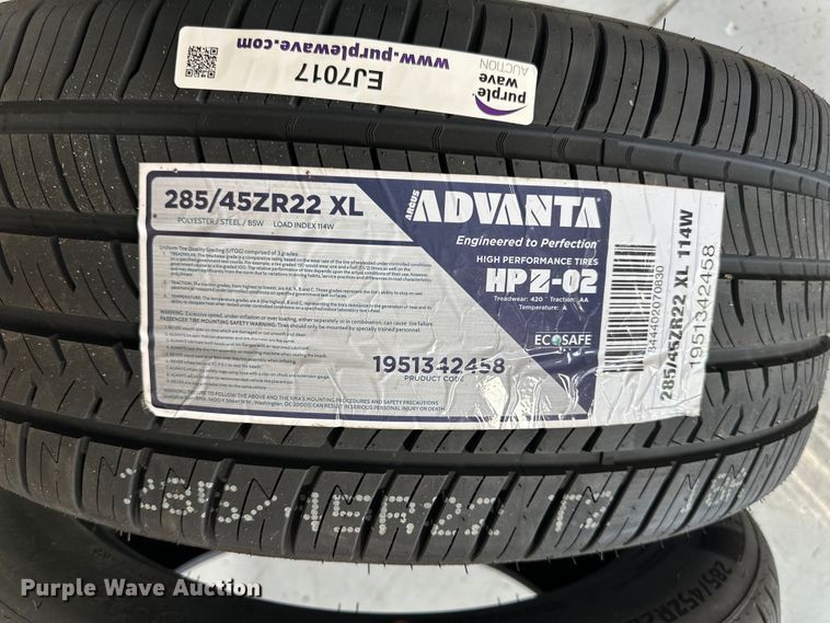 image for item EJ7017 (2) Advanta 285/45R22 tires