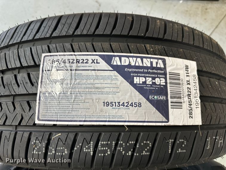 image for item EJ7017 (2) Advanta 285/45R22 tires