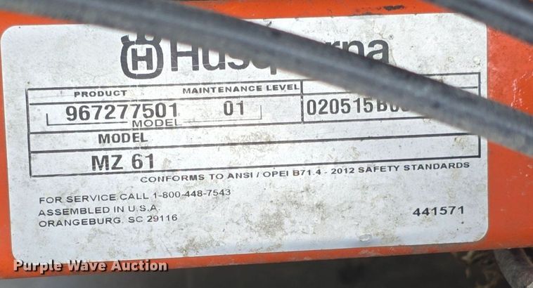 image for item EK6167 Husqvarna  MZ61 ZTR lawn mower