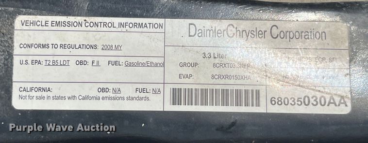 image for item EK8747 2008 Dodge Grand Caravan SE van