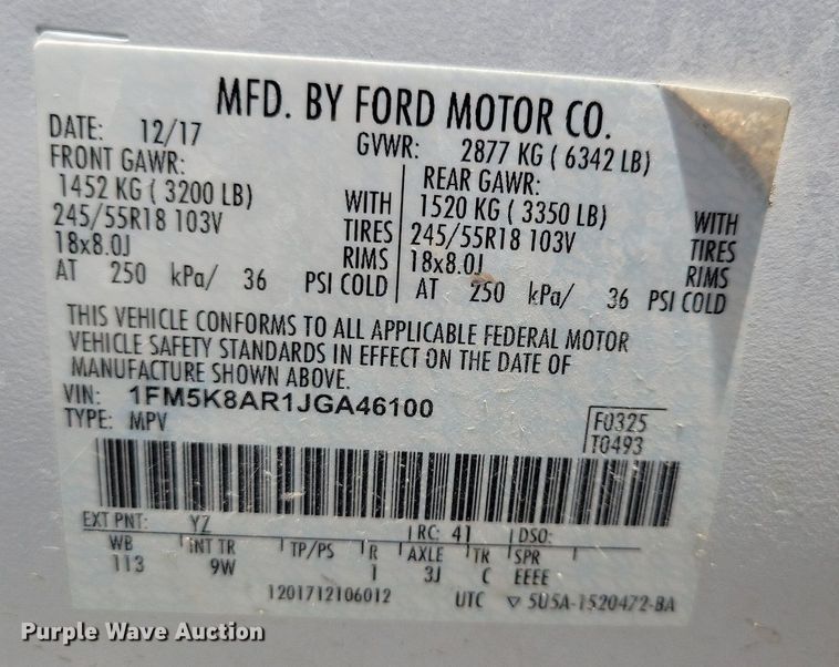 image for item KA9932 2018 Ford Explorer Police Interceptor SUV