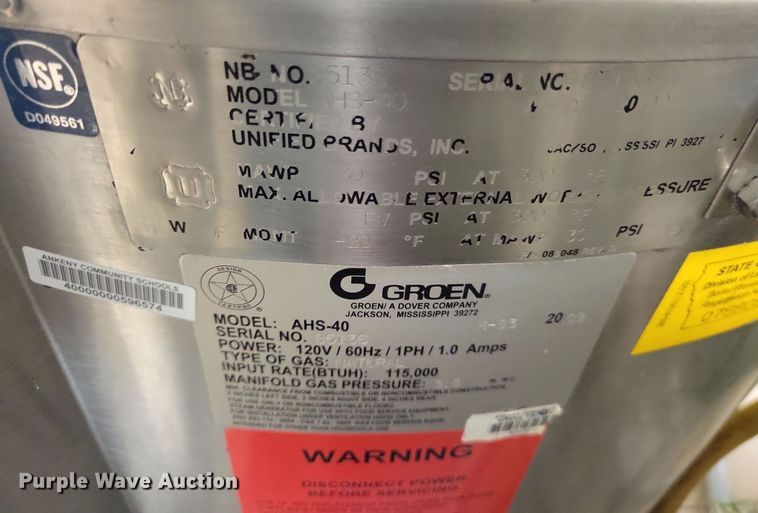 image for item KA9999 2009 Groen AHS-40 steam kettle