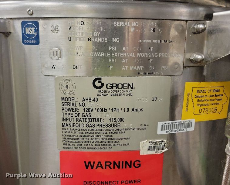 image for item KB9000 Groen AHS-40 steam kettle
