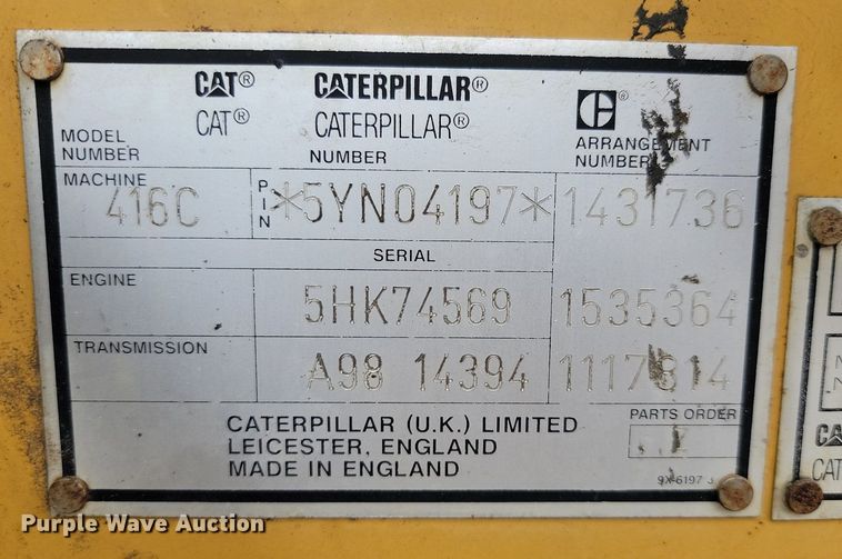 image for item OD9572 1998 Caterpillar  416C backhoe