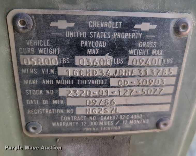 image for item OD9577 1987 Chevrolet D30 flatbed pickup truck