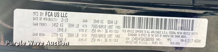 image for item OF9705 2019 Dodge Durango Police SUV