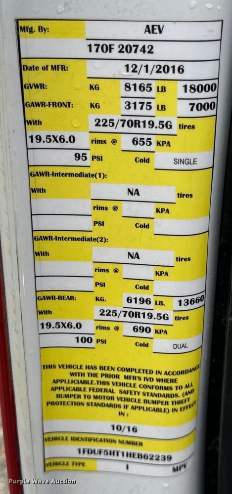 image for item OF9731 2017 Ford  F550 XLT ambulance