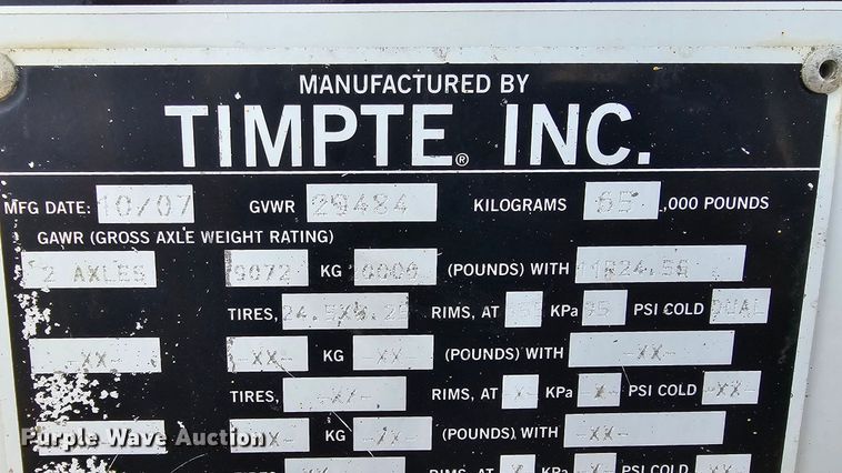 image for item DP1007 2008 Timpte Inc. Super Hopper grain trailer