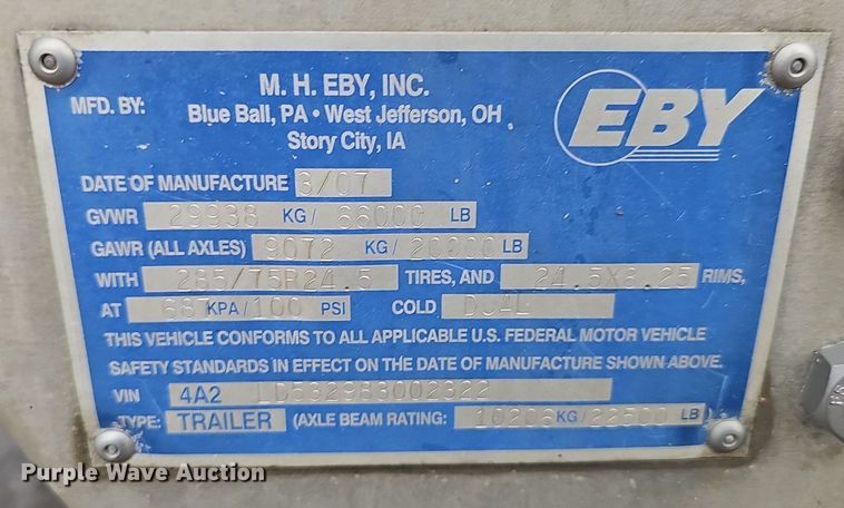 image for item DP6440 2008 Eby livestock trailer