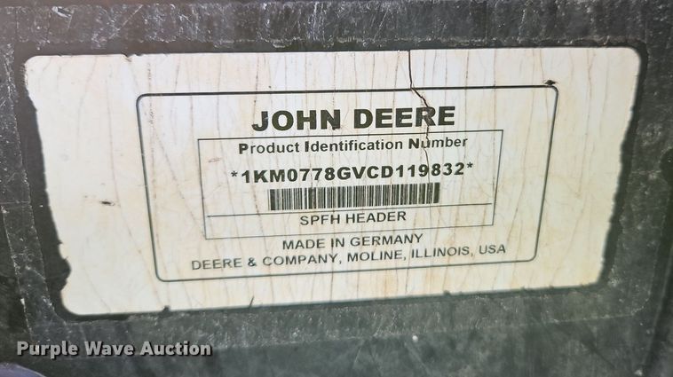 image for item DR8707 2012 John Deere  778 rotary forage head