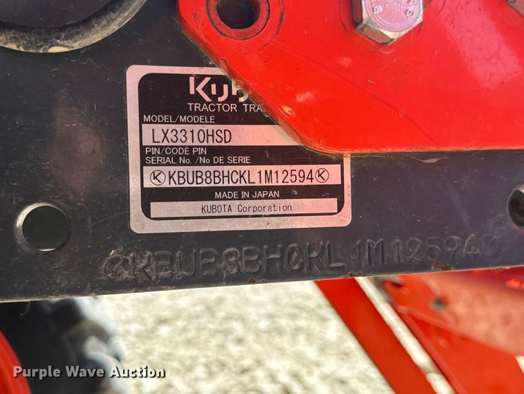 image for item DS7500 2021 Kubota  LX3310HSD MFWD tractor